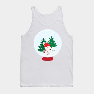 Snow Globe With Snow Man and Trees Tank Top